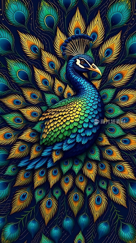 孔雀开屏展华彩