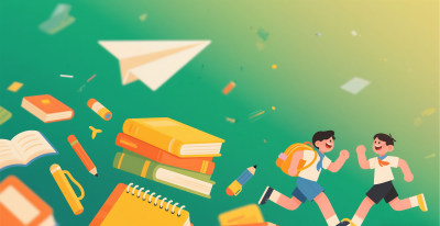 开学季奔跑的学生插画