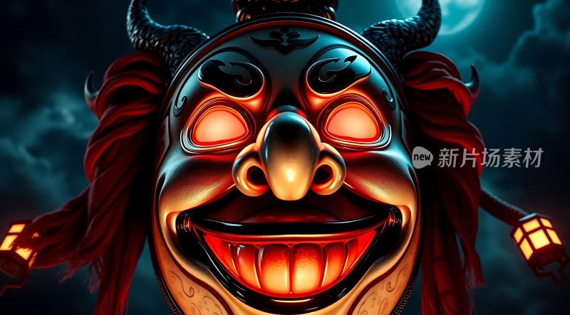 黑暗中的邪恶面具