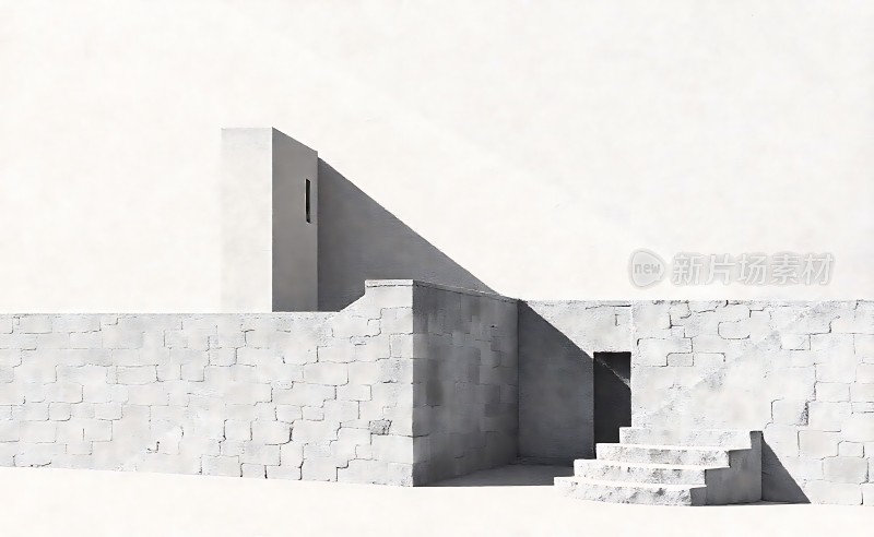 白色建筑墙角小门台阶