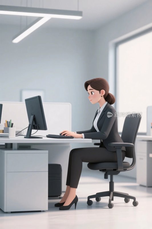 办公室女性办公插画