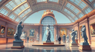 艺术殿堂雕像与画作共舞