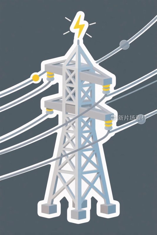 卡通电力塔插画