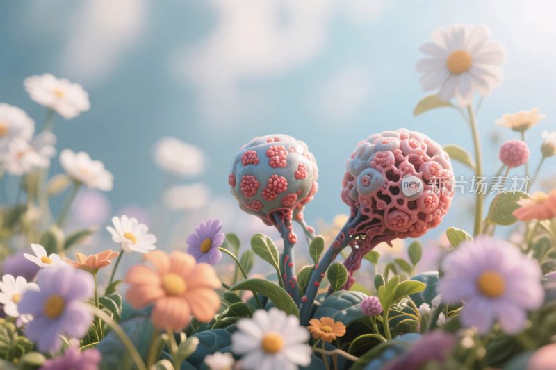 梦幻花草与奇异生物插画