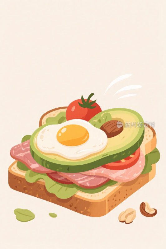 美味卡通三明治插画