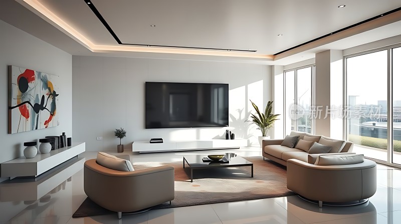 现代客厅设计宽敞明亮家具简约时尚