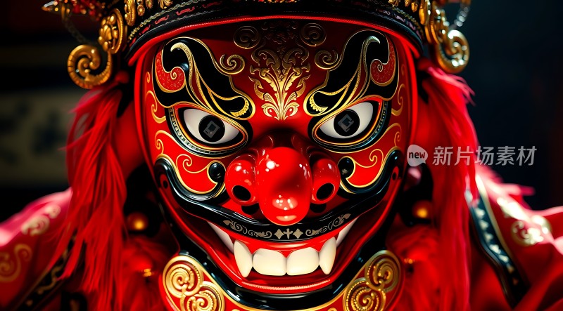 红色面具金线装饰威武雄壮