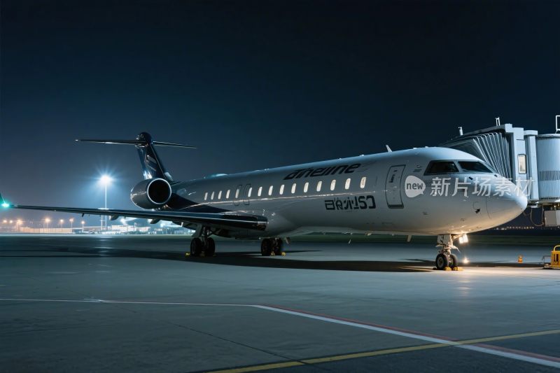 夜间机场停机坪飞机