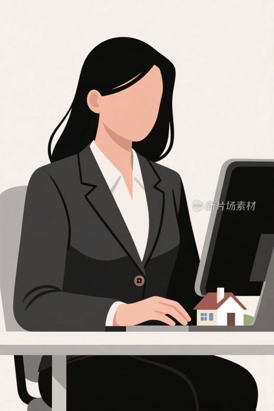 办公室女性办公插画