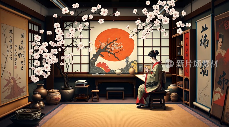 和风古韵樱花书屋