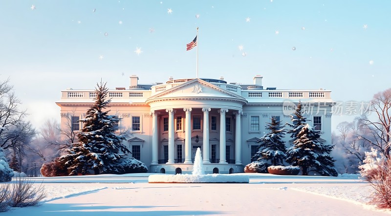 冬日白宫雪景