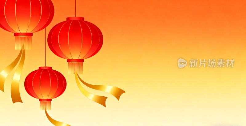 扁平风格春节过年红灯笼插画背景壁纸