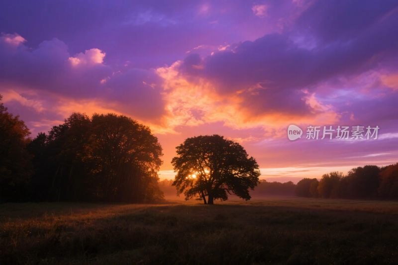 夕阳下的森林风景