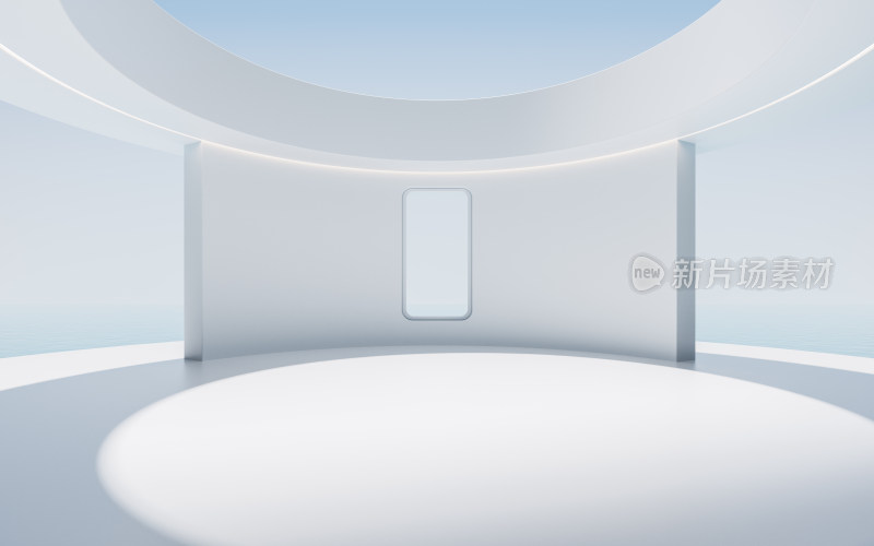 简约圆形空房间3D渲染