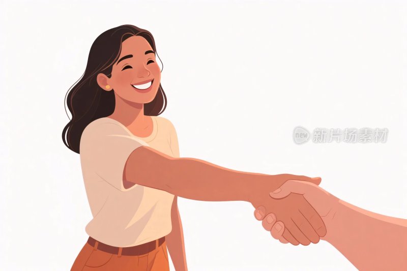 两人握手的微笑女性