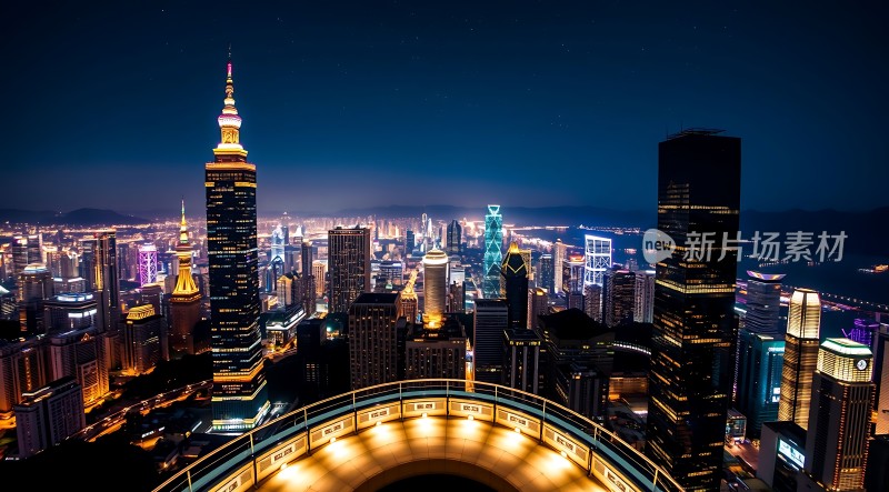 璀璨都市夜景高楼林立灯火辉煌