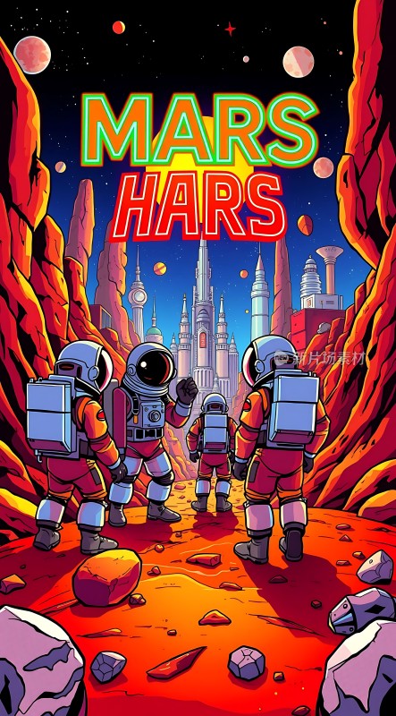 火星探险宇航员探索红色星球