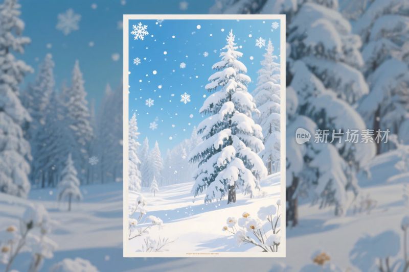 冬季雪景插画
