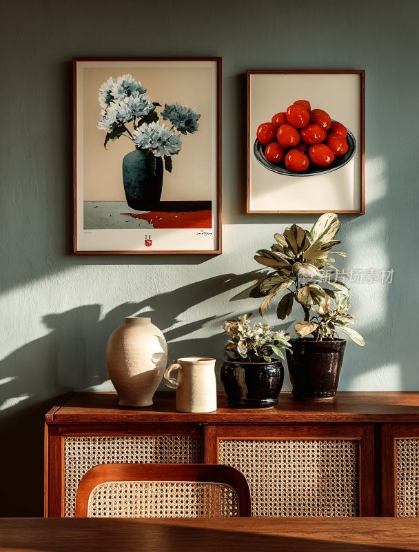 室内装饰画与摆件布置场景
