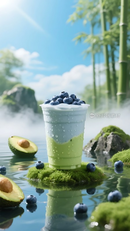 蓝莓牛油果奶昔