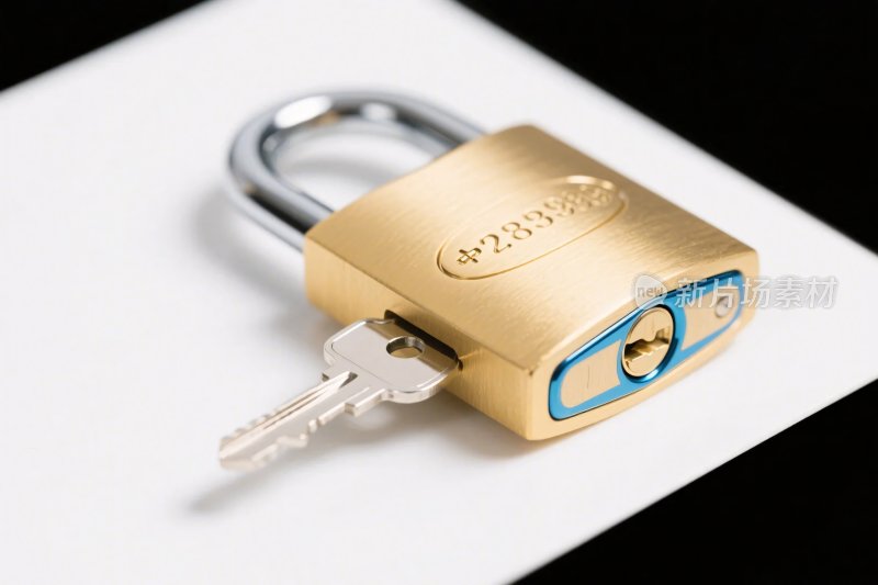 金色挂锁与钥匙