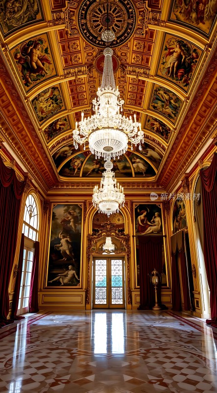 金色吊灯照耀下的华丽大厅