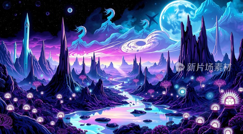 紫色梦幻星球奇景