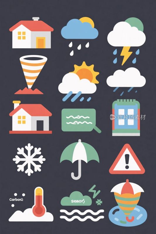 天气相关扁平图标集合