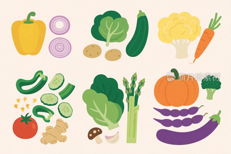 多种蔬菜插画集合