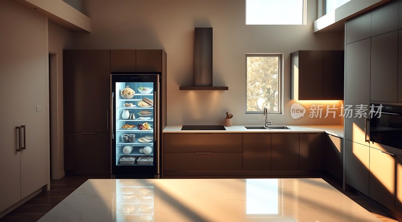 阳光厨房现代冰箱美食展示