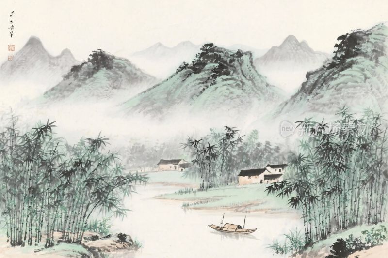 山水水墨风景图