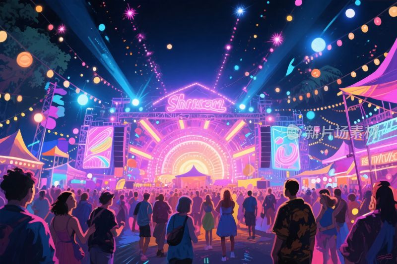 音乐节场景插画