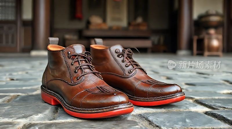 复古皮鞋红底黑面时尚与经典的完美结合
