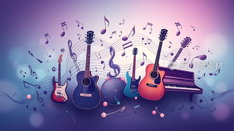 音乐交响曲吉他与钢琴的旋律