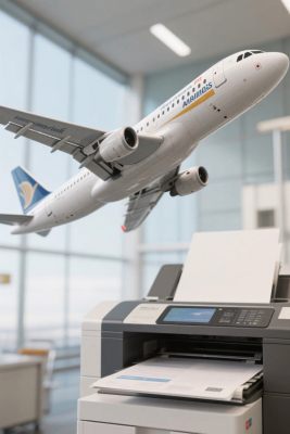办公场景中的飞机与复印机 办公场景中的飞机与复印机