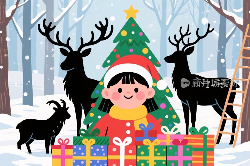 圣诞主题卡通插画