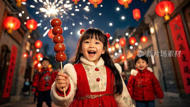 糖葫芦女孩迎新年