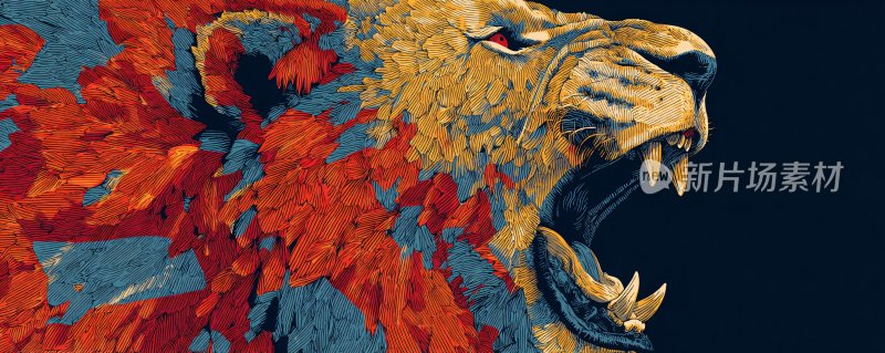 咆哮的狮子插画