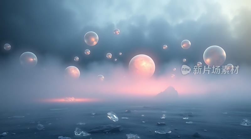 冰封世界中的梦幻气泡