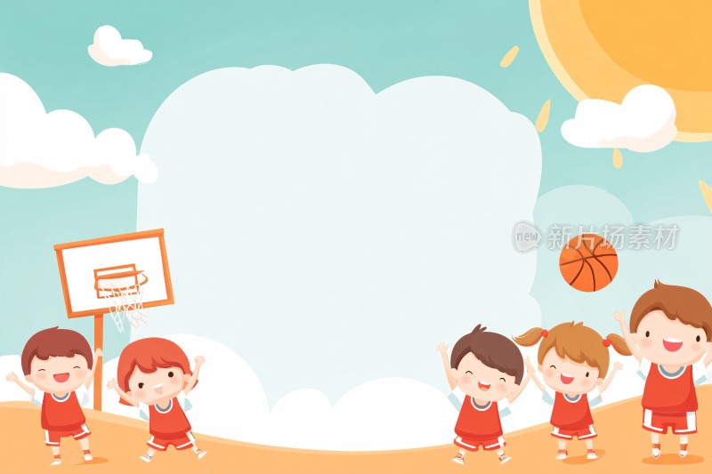 儿童篮球运动插画背景