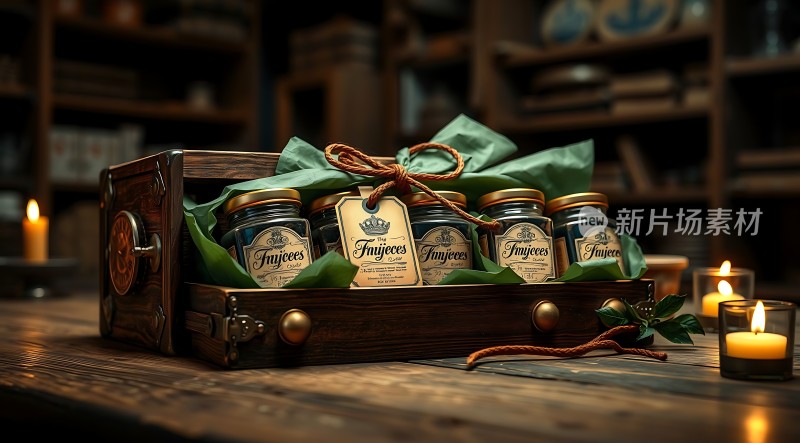 复古礼盒里的精致罐子