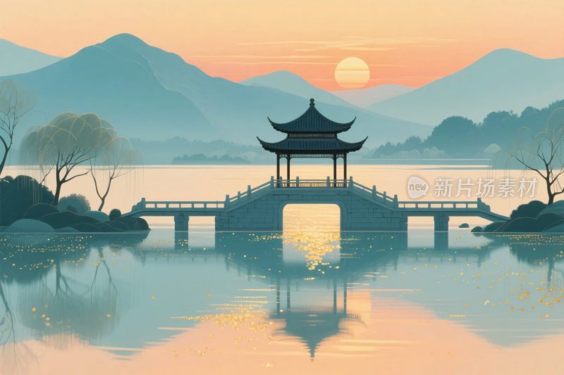 古风山水风景插画