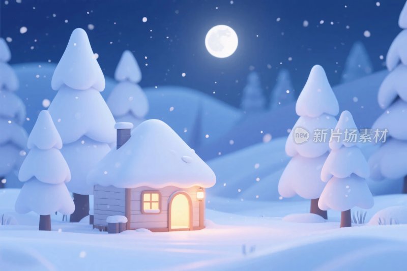 冬季雪景童话小屋