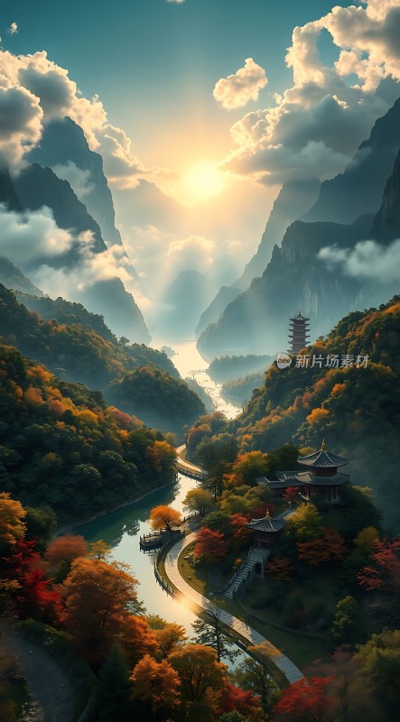 秋日山间美景