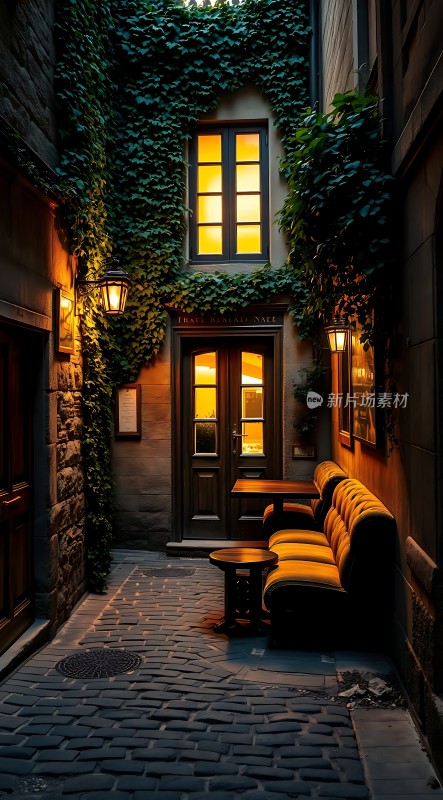 温馨小院绿意盎然灯光璀璨