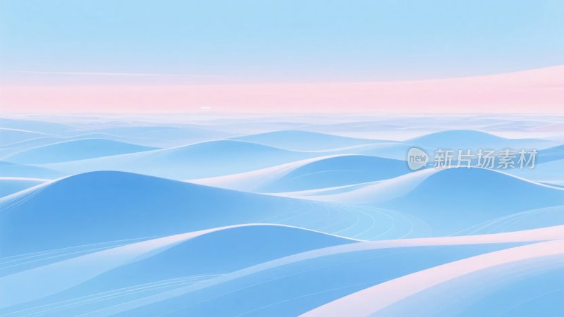 梦幻蓝色波浪插画背景