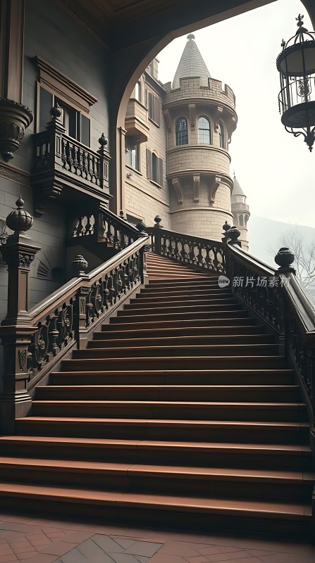 城堡阶梯上的神秘光影