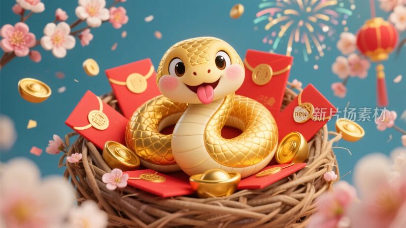 新春生肖蛇插画