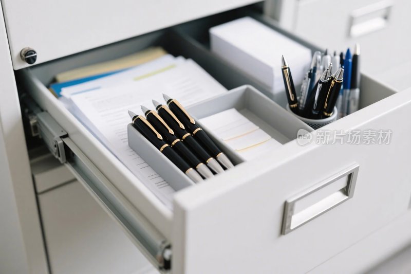 办公抽屉里的文具文件