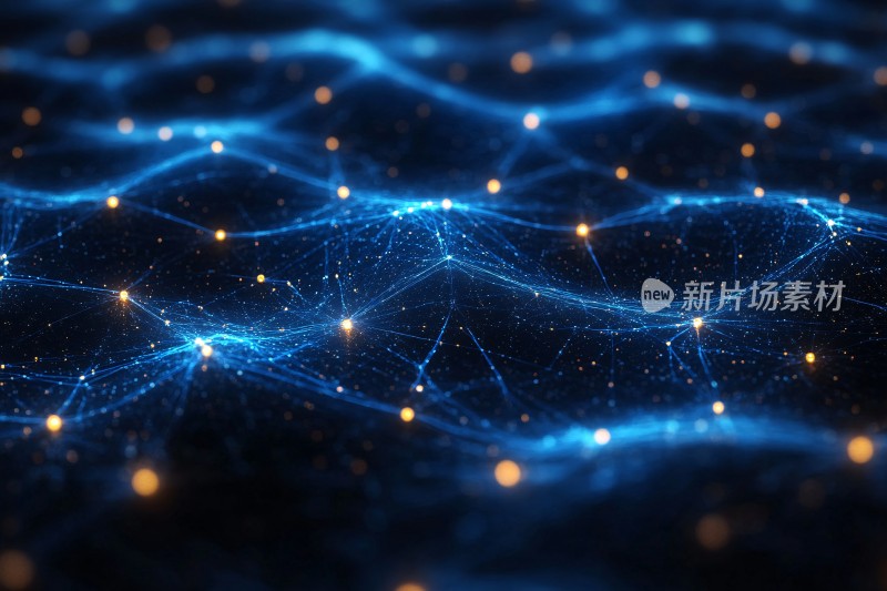 蓝色科技感网络线条画面